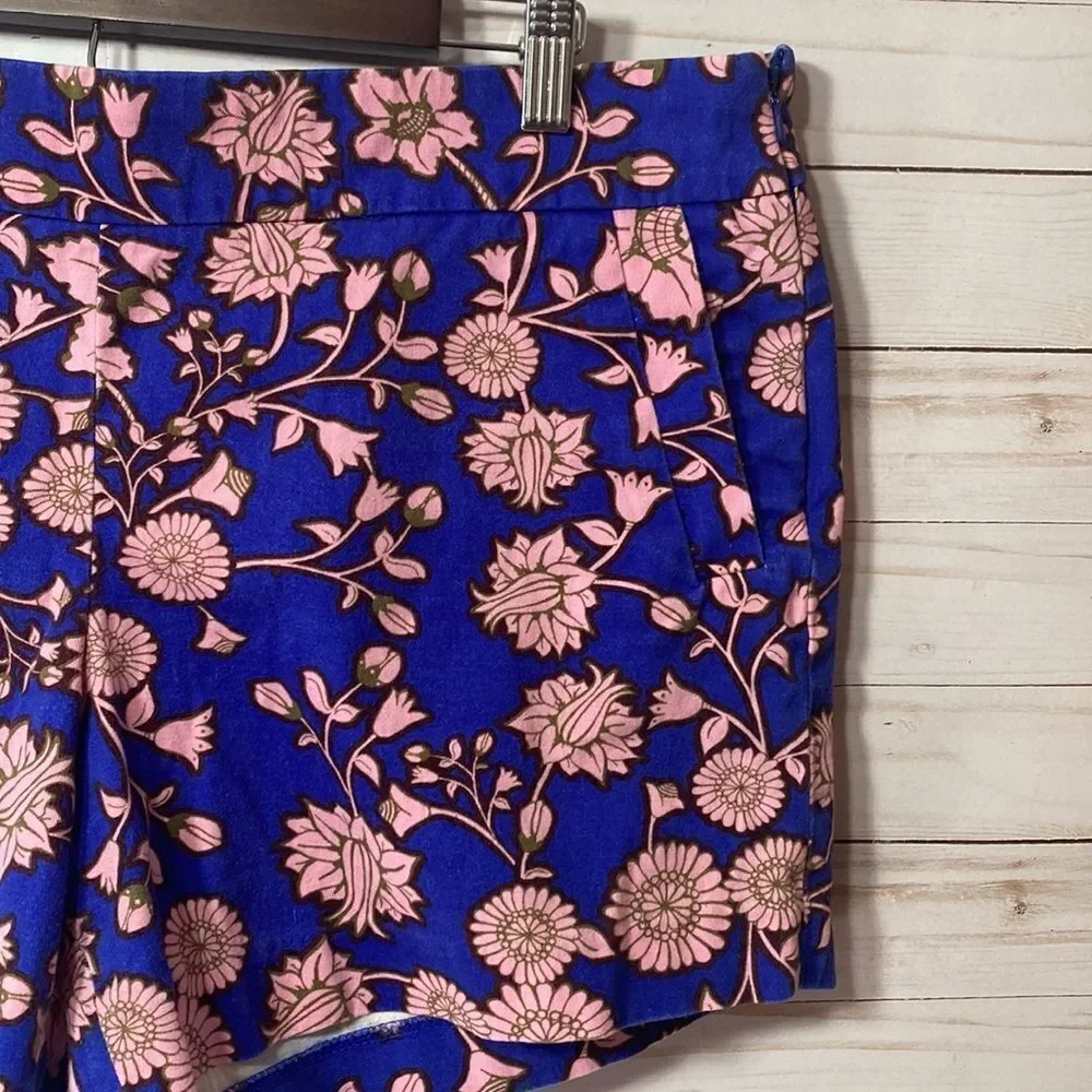 J Crew City Fit Floral Print Blue Pink Chino Shorts